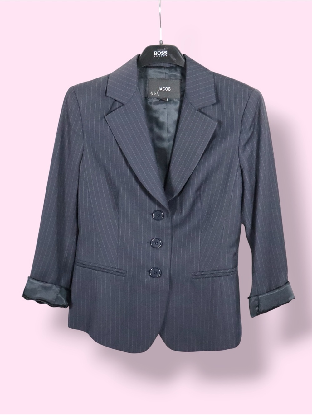Jacob Blazer Women’s Size 2 Black Pinstripe Tailored Office Jacket